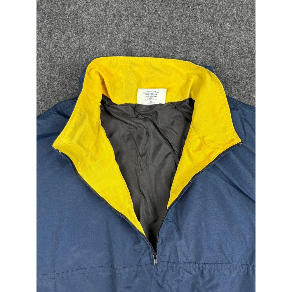 Vintage Good News USA Quarter Zip Windbreaker Jacket Navy Blue Yellow Mens L